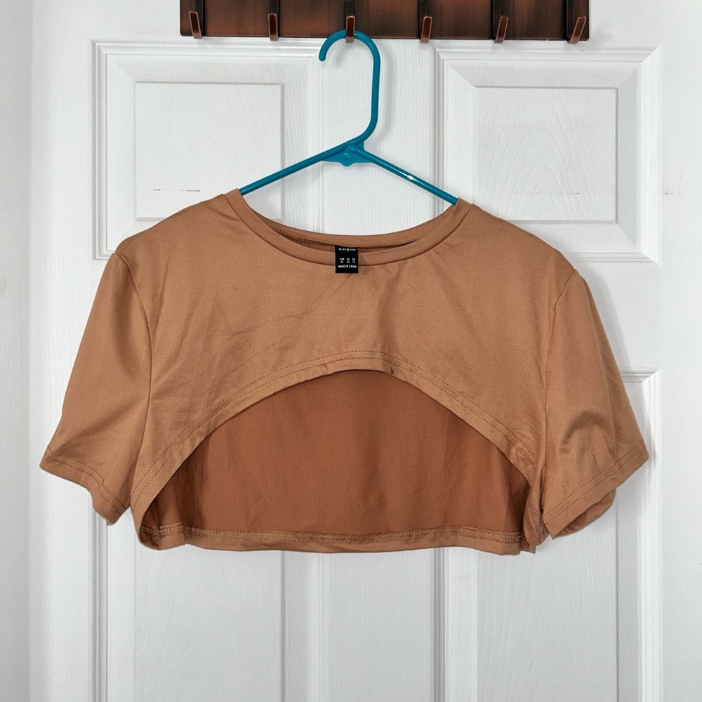 SHEIN Tan Cutout Crop Top